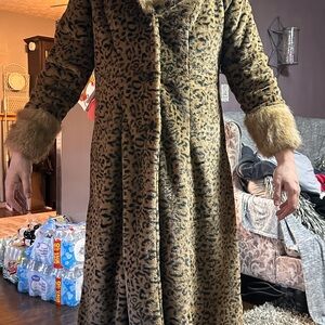 Leopard Print Faux Fur Coat